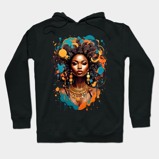 Black Woman Modern Hip Hop Afro fashionable design Hoodie by Neon City Bazaar